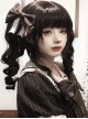 Versatile Nature Cute Black Roman Roll Tiger Mouth Clip Double Ponytail Rolled Sideburns Flat Bangs Sweet Lolita Wig