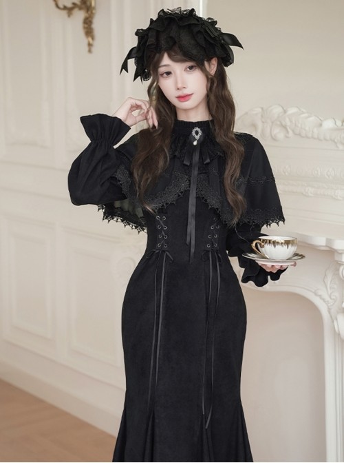 The Dreamless Series Black Vintage Diamond Embellished Silver Metallic Gorgeous Pearl Bowknot Lace Ribbon Gothic Lolita Brooch