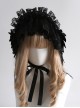 Handmade Dark Retro Lace Heart Embroidery Three-Dimensional Feather Decorative Ribbon Gothic Lolita Headband