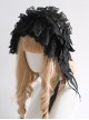 Handmade Dark Retro Lace Heart Embroidery Three-Dimensional Feather Decorative Ribbon Gothic Lolita Headband