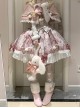 Dessert Cat Series Cute Pink White Strawberry Cat Print Bowknot Lace Pompom Decorations Sweet Lolita Cape Sleeveless Dress