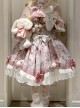 Dessert Cat Series Cute Pink White Strawberry Cat Print Bowknot Lace Pompom Decorations Sweet Lolita Cape Sleeveless Dress