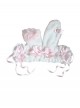 Cute Pink Plush Bunny Ears Pearl Diamond Polka Dot Bowknot Decoration Lace Ribbon Sweet Lolita Headband