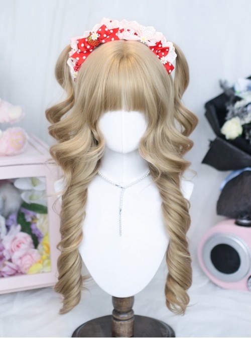 Cloud Cheese Series Milk Tea Golden Cute Kawaii Airy Bangs Natural Attractive Fluffy Sweet Lolita Long Curly Wig