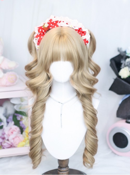 Cloud Cheese Series Milk Tea Golden Cute Kawaii Airy Bangs Natural Attractive Fluffy Sweet Lolita Long Curly Wig