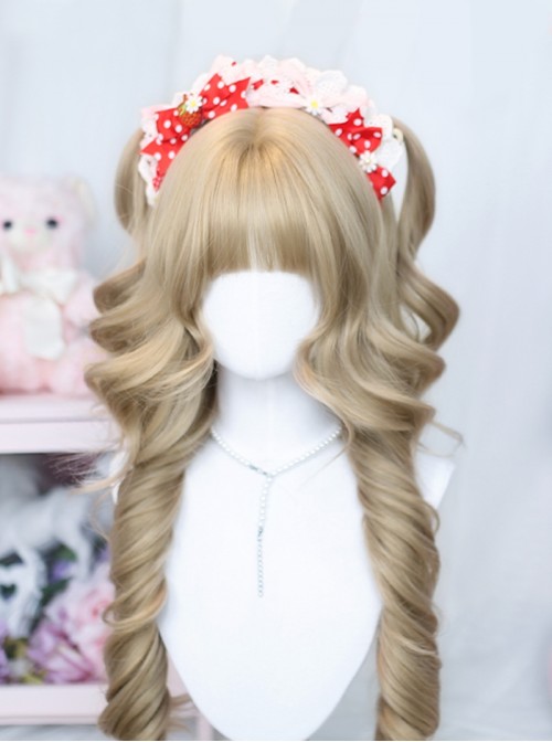 Cloud Cheese Series Milk Tea Golden Cute Kawaii Airy Bangs Natural Attractive Fluffy Sweet Lolita Long Curly Wig