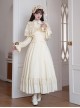 Day Night Series Elegant Retro Stand Collar Buttoned Binding Band Ruffle Hem Lace Classic Lolita Detachable Lace Shawl Long Sleeve Dress