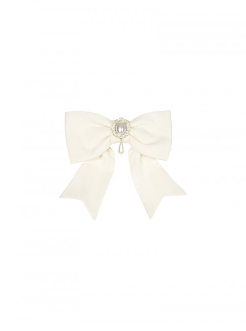 Elegant Vintage Apricot Pearl Teardrop Pendant Openwork Metal Decoration Classic Lolita Bowknot Brooch