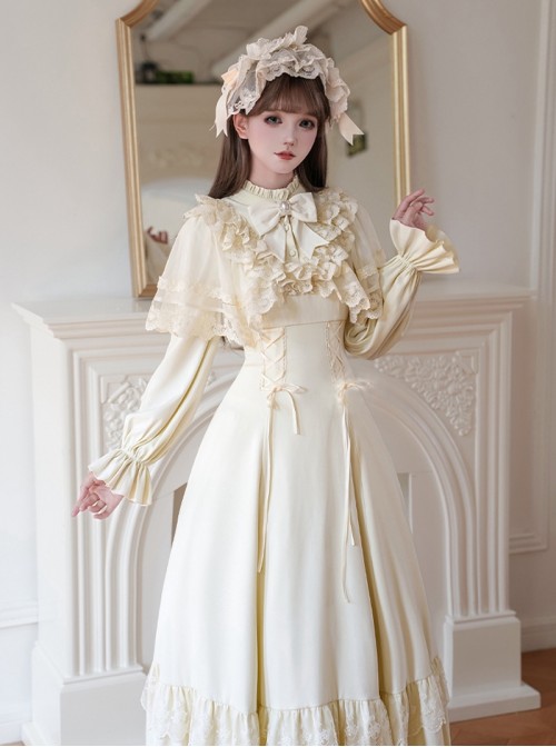 Elegant Vintage Apricot Pearl Teardrop Pendant Openwork Metal Decoration Classic Lolita Bowknot Brooch