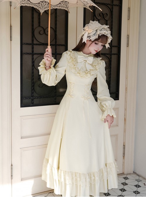 Elegant Vintage Apricot Pearl Teardrop Pendant Openwork Metal Decoration Classic Lolita Bowknot Brooch