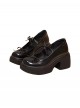 Cute Bowknot Decoration Round Toe Mary Jane Sweet Lolita High Heel Platform Leather Shoes
