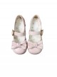 Little Bear Cake Series Cute Bear Metal Buckle Bowknot Decoration Retro Mary Jane Mid Heel Round Toe Sweet Lolita Shoes