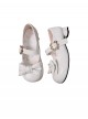 Little Bear Cake Series Cute Bear Metal Buckle Bowknot Decoration Retro Mary Jane Mid Heel Round Toe Sweet Lolita Shoes