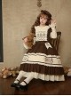Frosting Fairy Tale Series Brown Beige Cute Lamb Rabbit Embroidery Sweet Lolita Long Sleeve Long Dress Bowknot Brooch Belt Embroidery Brooch Set
