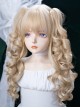 Milk Puff Sugar Series Cute Golden Retro Bangs Vintage Doll Sweet Lolita Bob Clamp Curl Twin Ponytail Roman Curls Wig