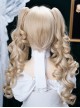 Milk Puff Sugar Series Cute Golden Retro Bangs Vintage Doll Sweet Lolita Bob Clamp Curl Twin Ponytail Roman Curls Wig