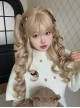 Milk Puff Sugar Series Cute Golden Retro Bangs Vintage Doll Sweet Lolita Bob Clamp Curl Twin Ponytail Roman Curls Wig