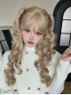 Milk Puff Sugar Series Cute Golden Retro Bangs Vintage Doll Sweet Lolita Bob Clamp Curl Twin Ponytail Roman Curls Wig