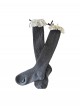 Retro Cute Vertical Striped Textured Cotton Lace Trim With Bow Ribbon Decoration Sweet Lolita Cashmere Mid Calf Stockings Socks