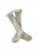 Retro Cute Vertical Striped Textured Cotton Lace Trim With Bow Ribbon Decoration Sweet Lolita Cashmere Mid Calf Stockings Socks