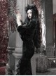 Ancient Castle Thriller Series Elegant Black Vintage Heart Shape Lace Embroidery Ruffle Velvet Strapless Gothic Bell Sleeve Fishtail Dress