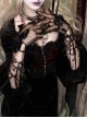 Ancient Castle Thriller Series Dark Romantic Black Transparent Mesh 3D Floral Leaves Ribbon Bow Gothic Long Gloves