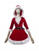 Original Christmas Series Halloween Cosplay Christmas Party V Neck Hooded Dress White Fur Trim Costume Set