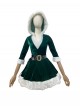 Original Christmas Series Halloween Cosplay Christmas Party V Neck Hooded Dress White Fur Trim Costume Set