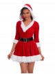 Original Christmas Series Halloween Cosplay Christmas Party V Neck Hooded Dress White Fur Trim Costume Set
