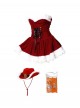 Original Christmas Series Halloween Cosplay Sexy Red Velvet Christmas Dress Denim Hat Costume Set