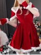 Original Christmas Series Halloween Cosplay Sweet Sexy Red Christmas Party Halter Neck Dress Costume Set