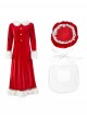 Original Christmas Series Halloween Cosplay Red White Christmas Holiday Party Santa Claus Dress Costume Hat Apron Set