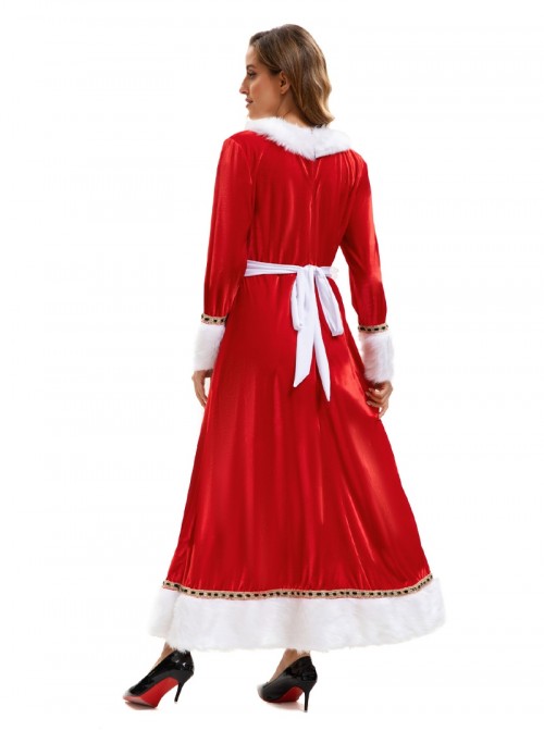 Original Christmas Series Halloween Cosplay Red White Christmas Holiday Party Santa Claus Dress Costume Hat Apron Set