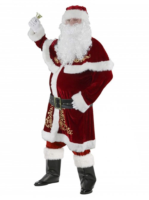 Original Christmas Series Halloween Cosplay Christmas Santa Claus Red White Print With Beard Costume Set