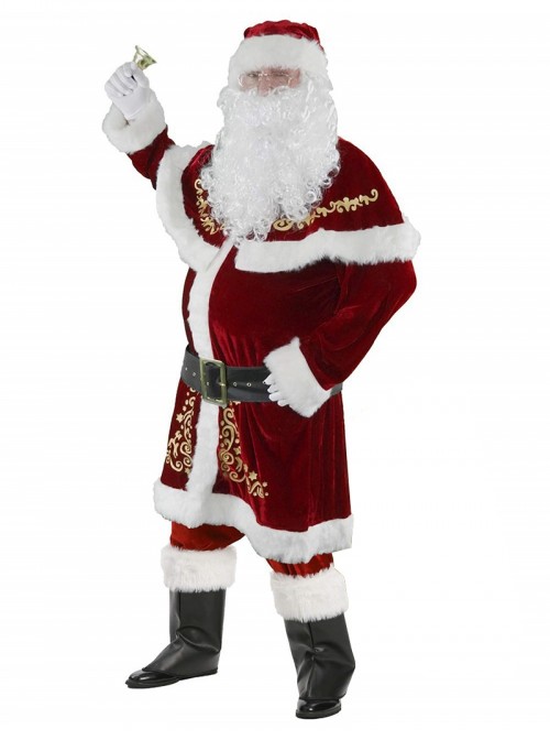 Original Christmas Series Halloween Cosplay Christmas Santa Claus Red White Print With Beard Costume Set