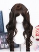 Vintage Daily Japanese Style Dark Brown Natural Blunt Bangs Sweet Lolita Long Curly Wig