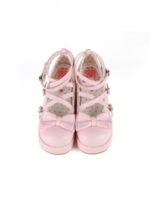 Sponge Cake Tower Series Butterfly Bowknot Cross Strap Cute Comfortable Same Color Base Soles Sweet Lolita Round Toe Platform Shoes