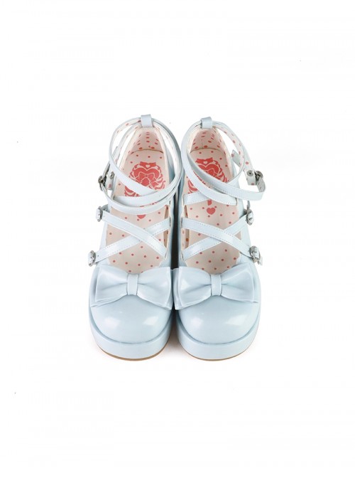 Sponge Cake Tower Series Butterfly Bowknot Cross Strap Cute Comfortable Same Color Base Soles Sweet Lolita Round Toe Platform Shoes