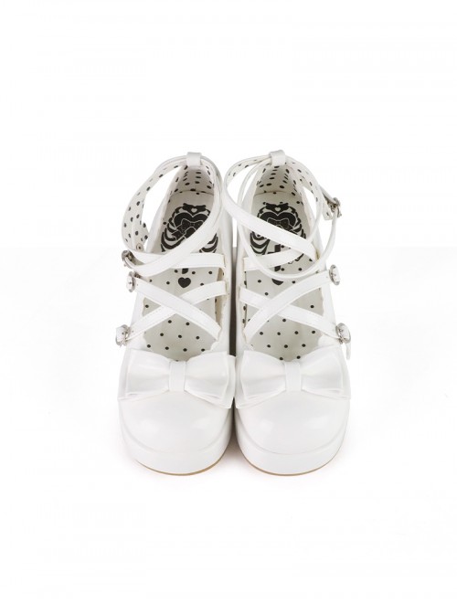Sponge Cake Tower Series Butterfly Bowknot Cross Strap Cute Comfortable Same Color Base Soles Sweet Lolita Round Toe Platform Shoes
