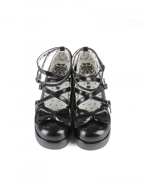 Sponge Cake Tower Series Butterfly Bowknot Cross Strap Cute Comfortable Same Color Base Soles Sweet Lolita Round Toe Platform Shoes