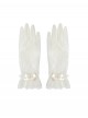 Exquisite Elegant Apricot Satin Pearl Bowknot Decoration Sweet Lolita Lace Gloves