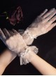 Exquisite Elegant Apricot Satin Pearl Bowknot Decoration Sweet Lolita Lace Gloves