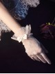 Exquisite Elegant Apricot Satin Pearl Bowknot Decoration Sweet Lolita Lace Gloves