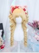 Exquisite Cute Light Golden Fluffy Daily Bangs Long Roman Tiger Mouth Clip Ponytail Sweet Lolita Full Head Curly Wig