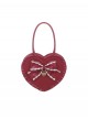 Delicate Heart Shape Cute Bowknot Lace Decoration Heart Shape Metal Charm Design Sweet Lolita Handbag