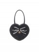 Delicate Heart Shape Cute Bowknot Lace Decoration Heart Shape Metal Charm Design Sweet Lolita Handbag