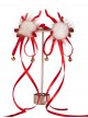 Chinese Style Red Cute Deer Antler Gem Ribbon Bell Pom Pom Decoration Sweet Lolita Tassel Hairpin