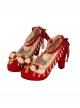 Chinese Doll Series Red Chinese Style Exquisite Floral Lacepearl Tassels Gold Fish Decorations Sweet Lolita High Heels
