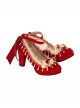 Chinese Doll Series Red Chinese Style Exquisite Floral Lacepearl Tassels Gold Fish Decorations Sweet Lolita High Heels