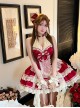 Love Heiress Series Christmas Cute Bowknot Lace Pearl Gemstones Decoration Ruffle Hem Sweet Lolita Sleeveless Dress